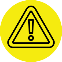 safety feature icon with a triangle outline with an exclamation point in the middle