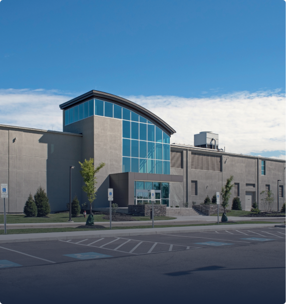 Exterior view of industrial building