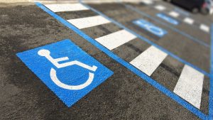 ADA Compliant parking spaces with pavement striping and signage