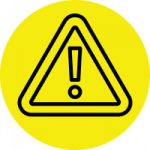 safety feature icon with a triangle outline with an exclamation point in the middle