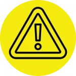 safety feature icon with a triangle outline with an exclamation point in the middle