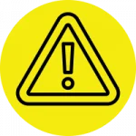 safety feature icon with a triangle outline with an exclamation point in the middle