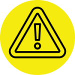 safety feature icon with a triangle outline with an exclamation point in the middle