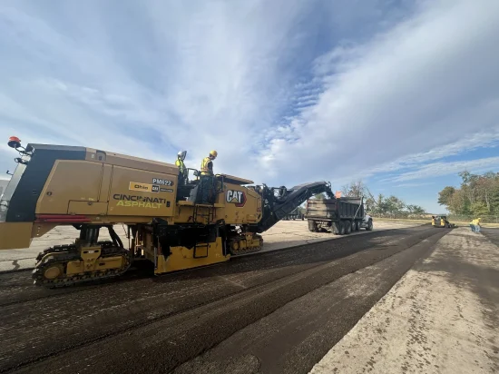 Asphalt milling and reclamation construction work in progress in Cincinnati