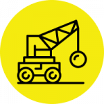 wrecking ball machine icon, cincinnati demolition company icon