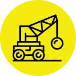 wrecking ball machine icon, cincinnati demolition company icon