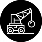 wrecking ball machine icon, cincinnati demolition company icon